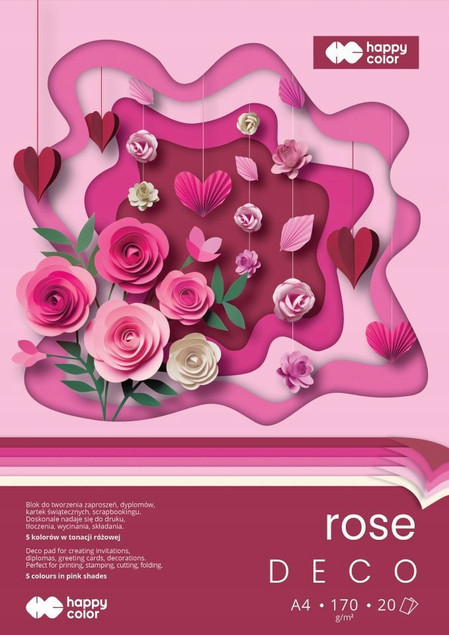 Blok papierów Deco Rose A4 170 g, 20 arkuszy – Happy Color