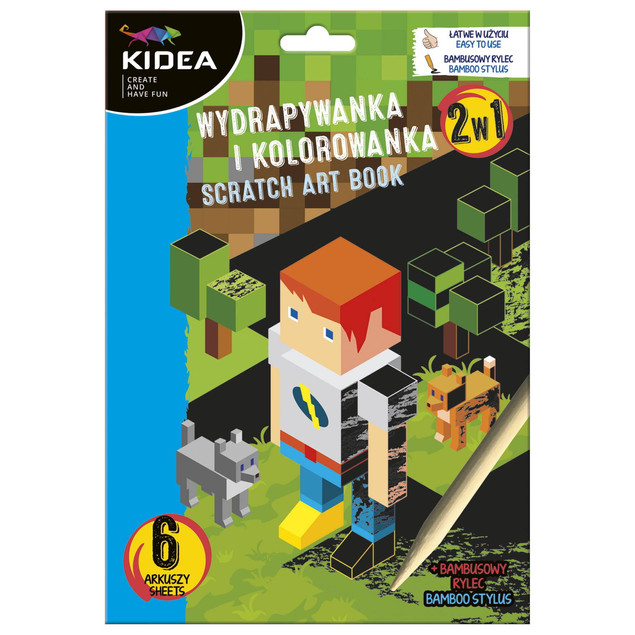 Wydrapywanka Minecraft 6 szt. + bambusowy rysik – Kidea
