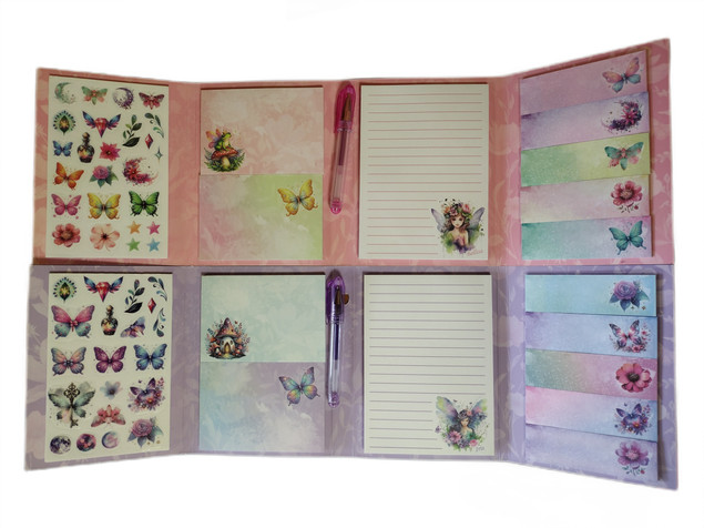 Zestaw Pamiętnik Notes z Karteczkami i Naklejkami Flower Fairy Bellisa Stnux