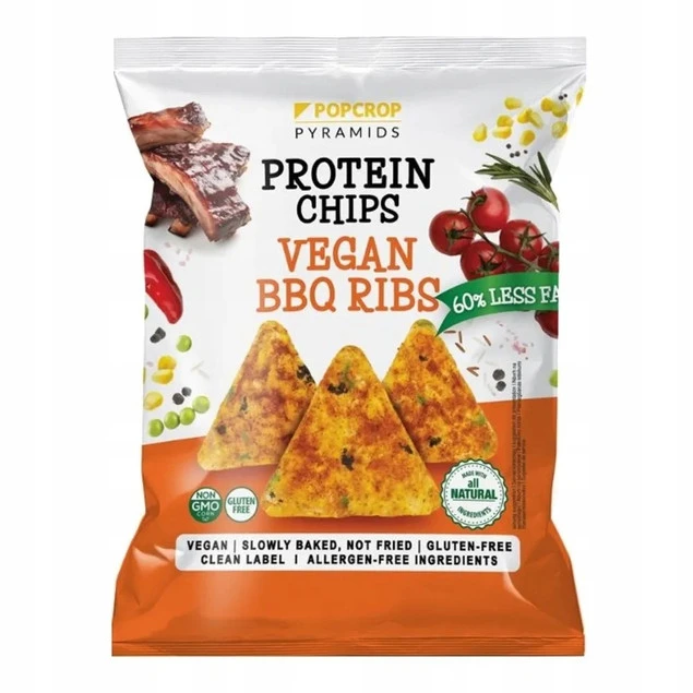 POPCROP Piramidki Chipsy Chrupki Proteinowe BBQ Ribs Żeberka Barbecue 60g