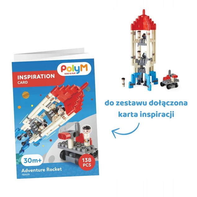 Klocki Konstrukcyjne PolyM Rakieta 130 el. MIĘKKIE Bezpieczne dla Dzieci 2+ | Do Kąpieli i Prania