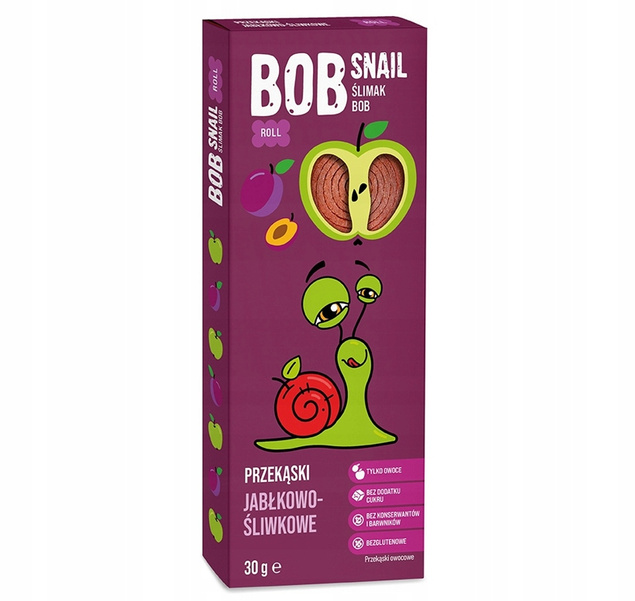 BOB SNAIL Przekąska Owocowa MIX SMAKÓW 30g x 10 Sztuk Bez Cukru i Glutenu