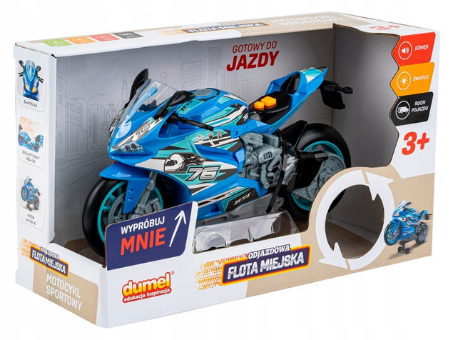Motocykl Dumel Niebieski z dźwiękiem i światłem 3+