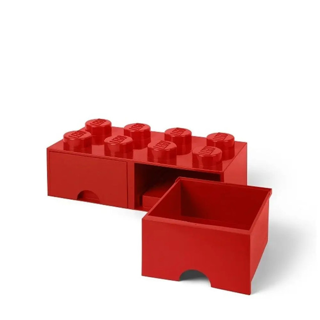 Pojemnik LEGO Czerwony Klocek 8 z 2 Szufladami 50x25x18 cm Organizer na Klocki