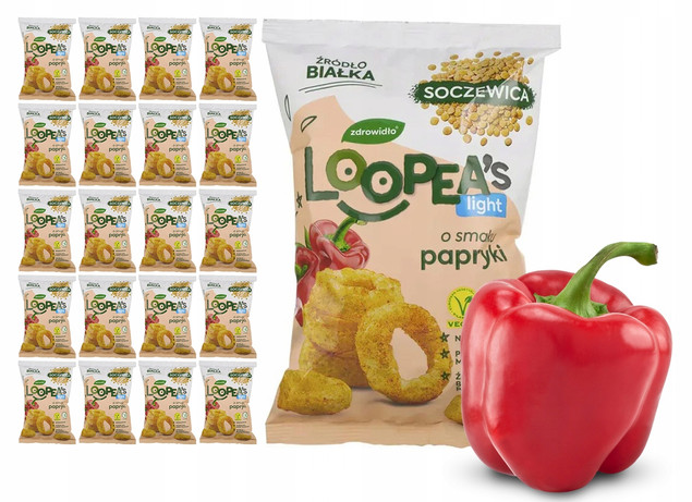 Chrupki z Soczewicy o Smaku PAPRYKI Loopea's 50g x20