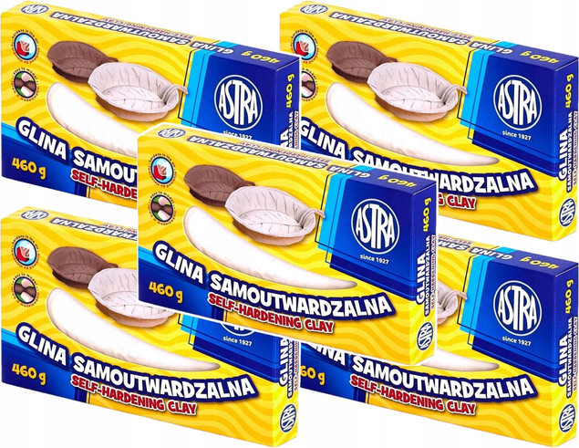 GLINA SAMOUTWARDZALNA 460g Biała ASTRA Plastyczna Do Form Rzeźbiarskich x5