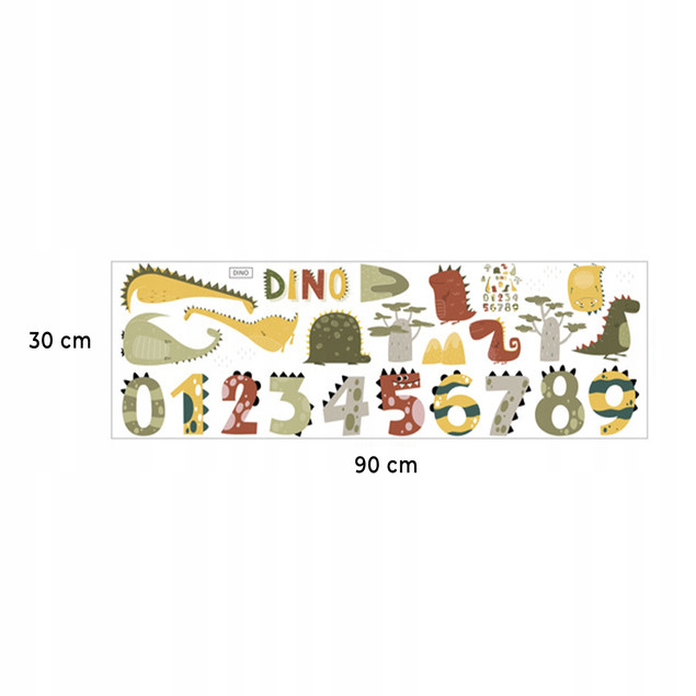 Naklejki Na Ścianę Sufit Pokoju Dziecka Cyfry Dino SAMOPRZYLEPNE Dinozaury