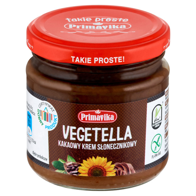 Primavika VEGETELLA Kakaowy Krem Słonecznikowy wegański bez glutenu 160g