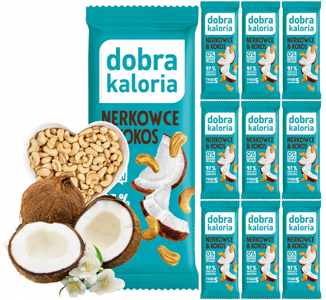 10x DOBRA KALORIA Zdrowy Baton Orzechy Nerkowca i Kokos Bez Dodatku Cukru