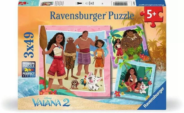 Puzzle Ravensburger 147 elementów Puzzle 3x49: Vaiana