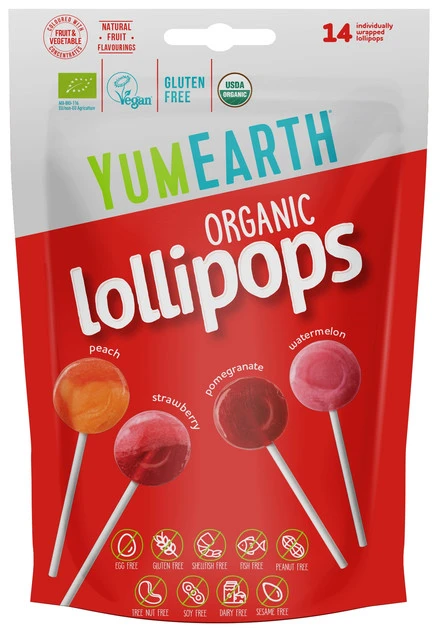 BIO lizaki owocowe mix 4 smaków z sokiem owocowym wegańskie 14 szt YumEarth