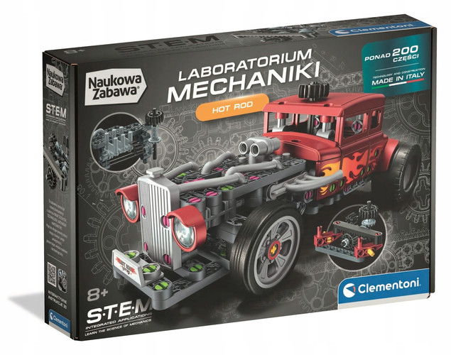 Clementoni Laboratorium Mechaniki Hot Rod Zestaw Konstrukcyjny STEM dla Dzieci +8 lat