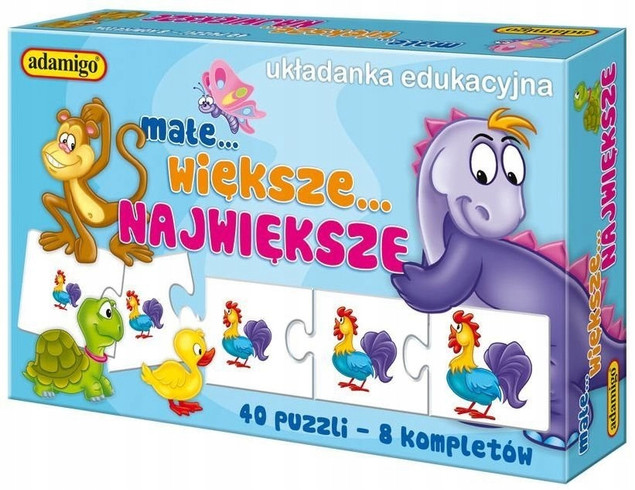Układanka Adamigo Małe Większe Największe – Edukacyjna Sortowanie Rozmiarów