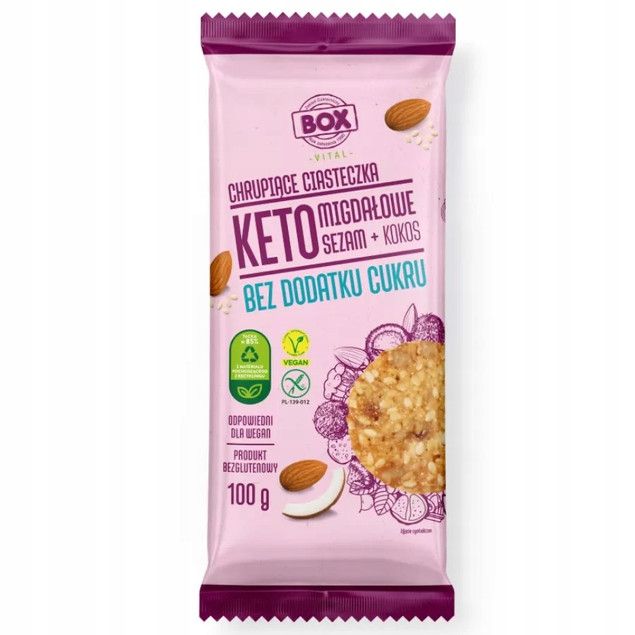 Frank&Oli Ciastko Kruche Keto Migdał Sezam Kokos Wegańskie Bez Cukru 120g