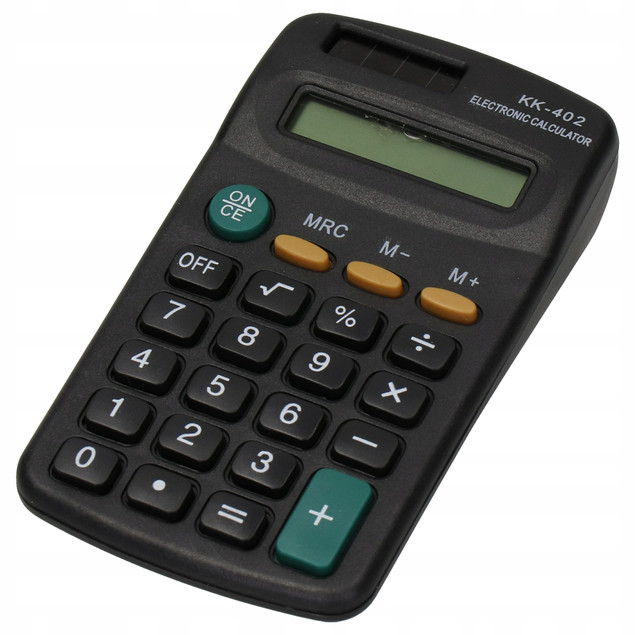 KALKULATOR KK-402 BIUROWY KIESZONKOWY SZKOLNY PROSTY CZARNY PODRĘCZNY MAŁY