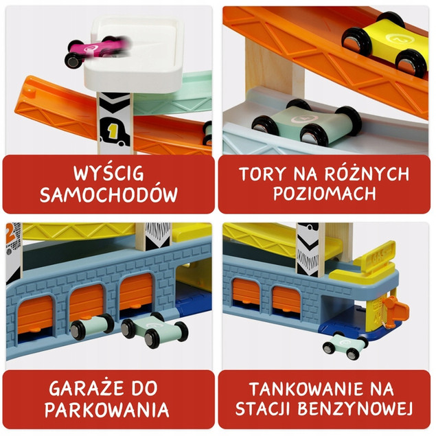 Tor Wyścigowy Zjeżdżalnia z Autkami 4szt. dla Dzieci 18m+ Top Bright