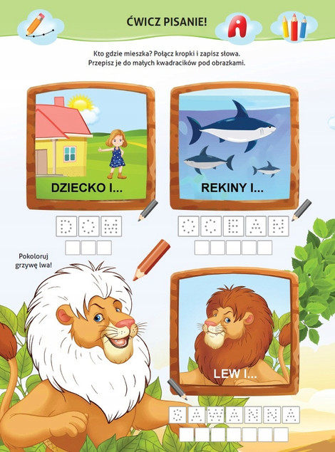 Nauka z Kotem Maćkiem: Kto Gdzie Mieszka? Książka edukacyjna Hristo Dimitrov z Naklejkami dla Dzieci 4+