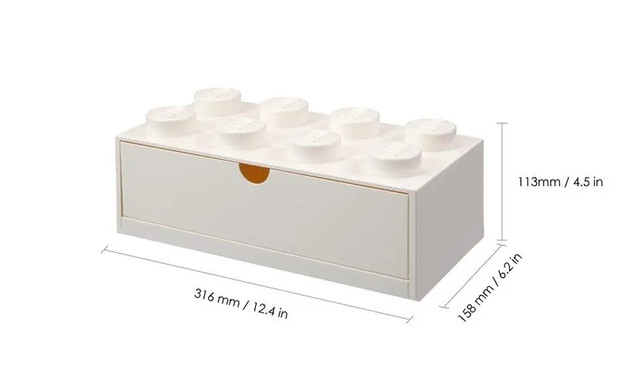 LEGO® Pojemnik Klocek z Szufladą 8 Biały