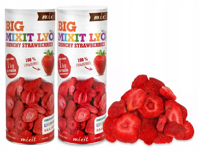 Duże Chrupiące Liofilizowane Truskawki Mix.it 100g x2