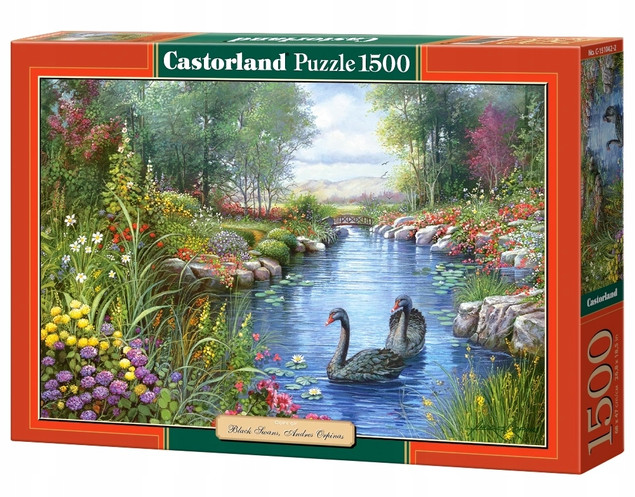 Puzzle 1500 Układanka Krajobraz CZARNE ŁABĘDZIE Rzeka Las 9+ Castorland