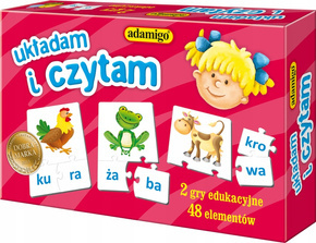 Gra Edukacyjna Układam i Czytam Puzzle Układanka 5+ Adamigo