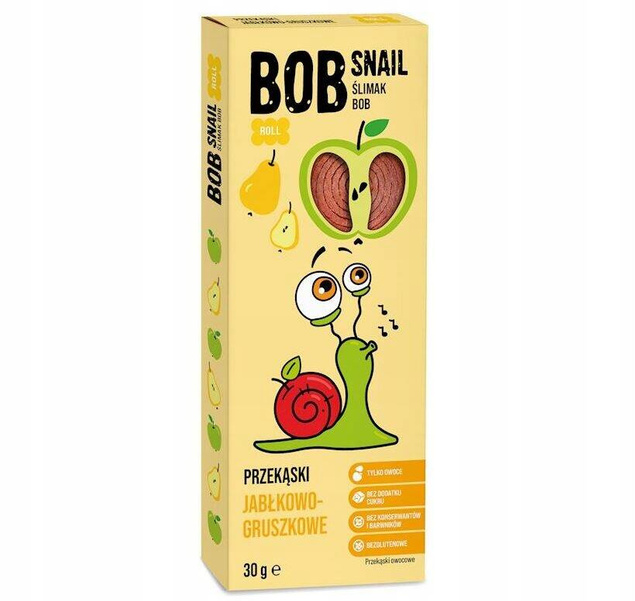 BOB SNAIL Przekąska Owocowa MIX SMAKÓW 30g x 10 Sztuk Bez Cukru i Glutenu