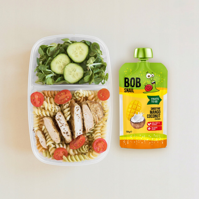 Mus owocowy 100% owoców bez dodatku cukru BOB SNAIL Mango Kokos 10х120g