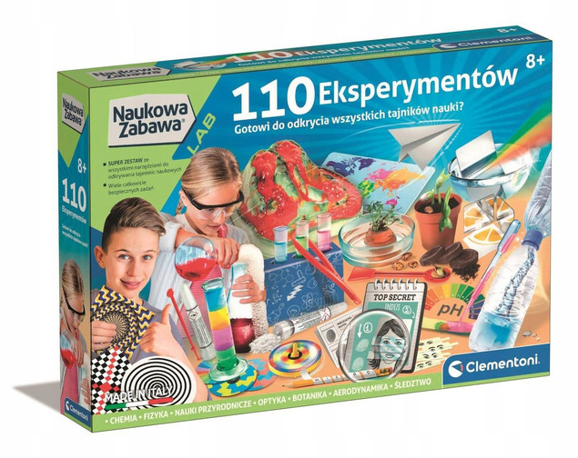 110 Eksperymentów Chemik Fizyk Laboratorium Naukowa Zabawa 8+ Clementoni