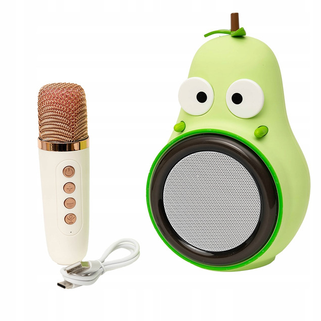 ZESTAW KARAOKE AWOKADO ASKATO GŁOŚNIK Z MIKROFONEM LED 10W PRZENOŚNY