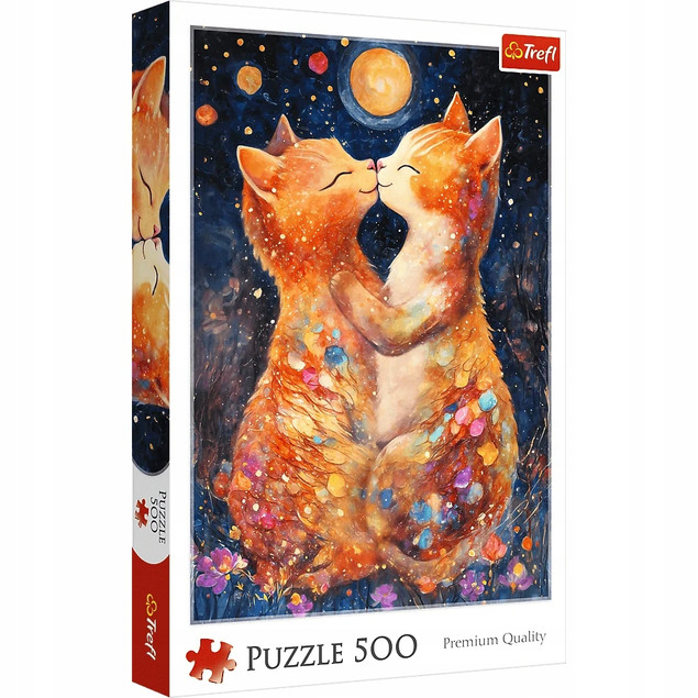 Puzzle TREFL 500 Pocałunek w świetle księżyca Koty 37546