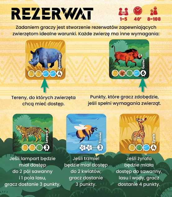 Rezerwat – gra planszowa Nasza Księgarnia, 1-5 graczy, 40 min, 8+