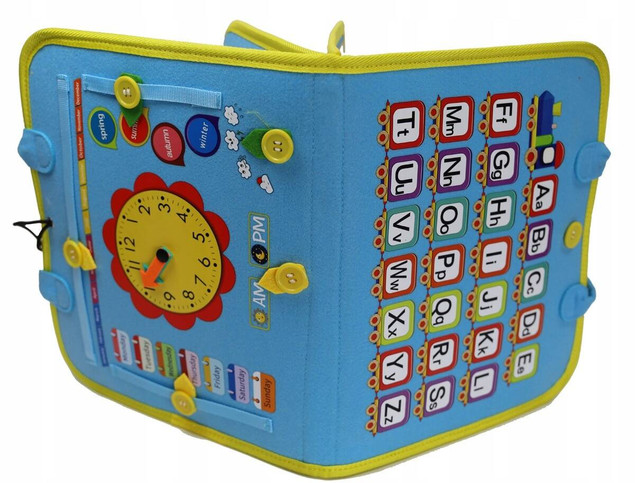 Tablica manipulacyjna Montessori z zegarem sensorycznym