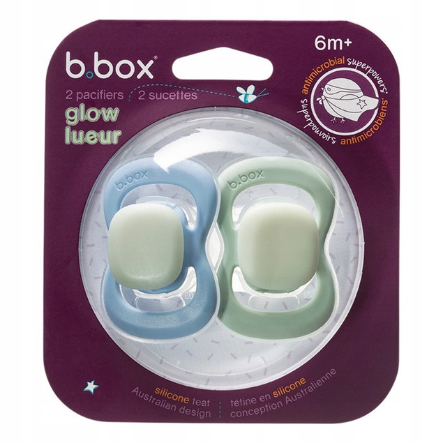 b.box Smoczek Symetryczny Silikon 6m+ Glow in the Dark (2 szt.)
