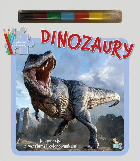 Książeczki z puzzlami Dinozaury z kolorowanką i kredkami