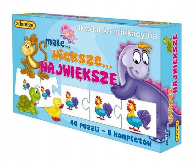 Układanka Adamigo Małe Większe Największe – Edukacyjna Sortowanie Rozmiarów