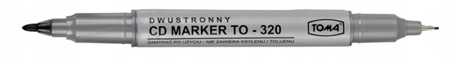 10x Marker Dwustronny Permanentny Do Płyt CD/DVD Czarny TOMA