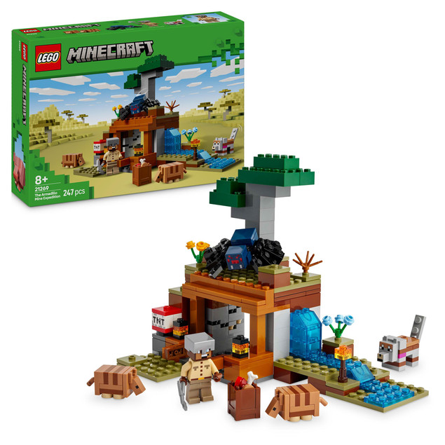 LEGO Minecraft Wyprawa do pancernikowej kopalni 21269 – Zestaw z TNT i Pancernikami