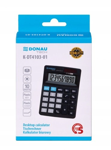Kalkulator biurowy DONAU TECH K-DT4103-01 10 cyfr czarny