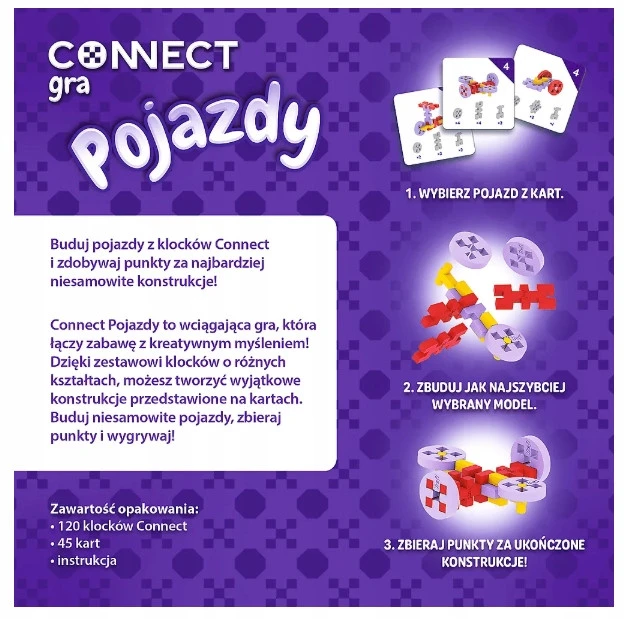 Gra planszowa Connect Pojazdy Trefl - elementy gry