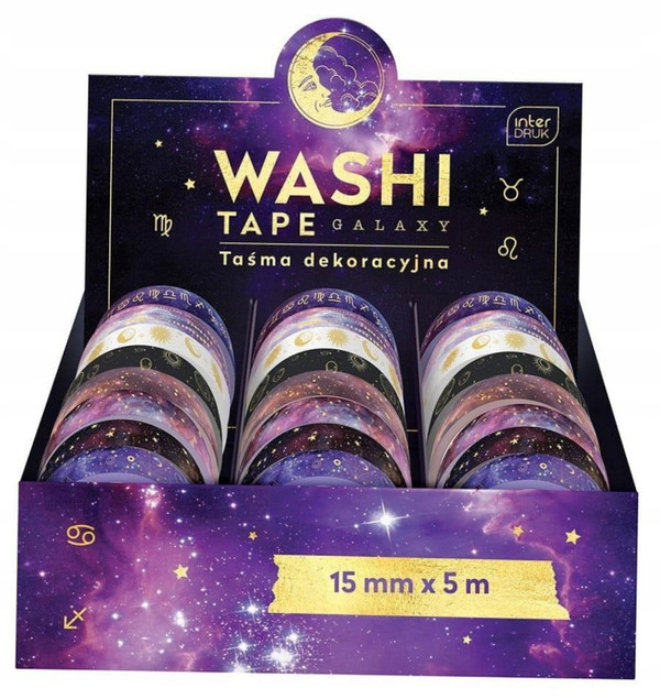 TAŚMA Washi Dekoracyjna GALAXY Kosmiczna Wzór 1 INTERDRUK 15mmx5m