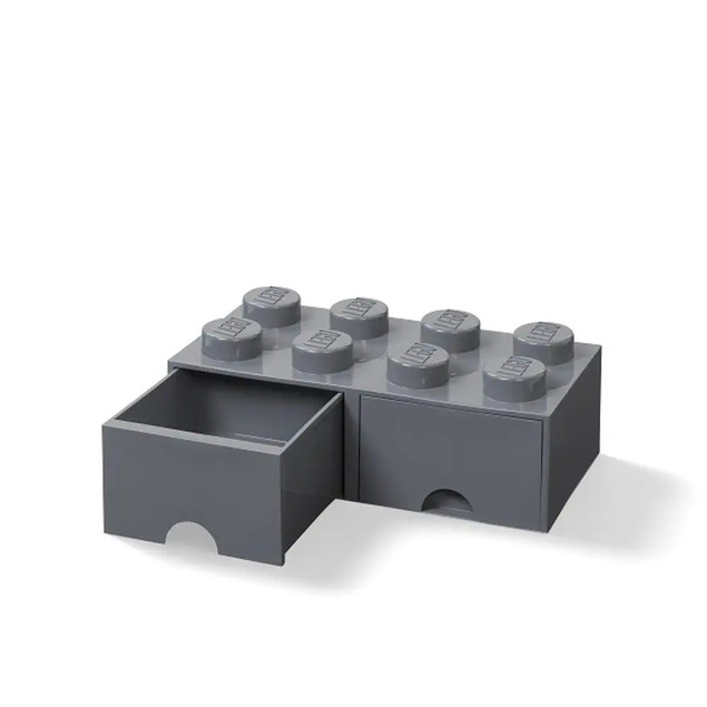 LEGO Pojemnik Klocek 8 z 2 Szufladami Szary Organizer