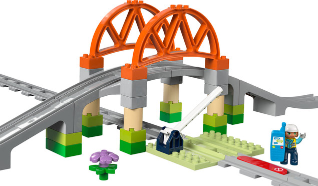 LEGO DUPLO 10426 Most kolejowy i tory – Zestaw rozszerzający dla dzieci 2+