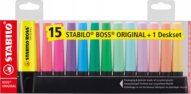 Zakreślacz Boss zestaw 15 kolorów STABILO