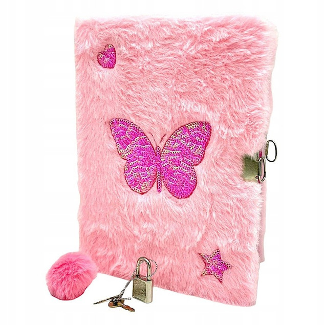 Pluszowy Pamiętnik Z Kłódką Włochacz MOTYLEK Motyl Świecący A5 96k Majewski