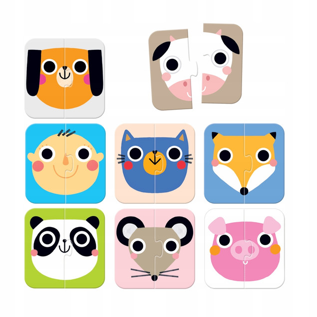 Puzzle Układam Połówki Buzie Układanka Edukacyjna 16el. 15M+ CzuCzu