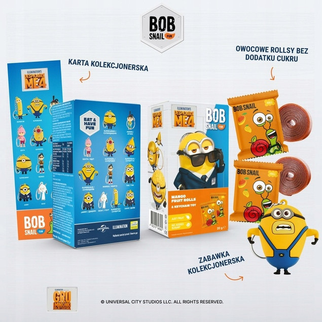 Przekąski Roll, mango 20 g + brelok Minionki | BOB SNAIL