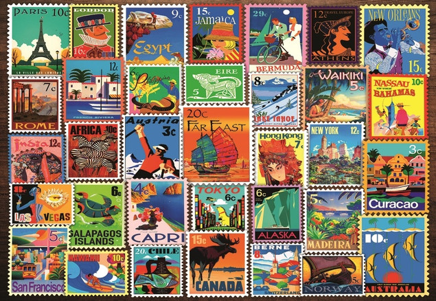 Puzzle XL 200 elementów. Znaczki pocztowe Ravensburger