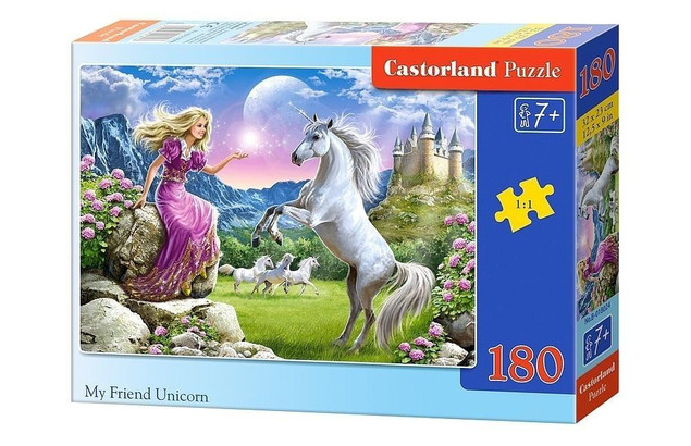 Puzzle 180 Układanka Koń JEDNOROŻEC Konie Zamek Kobieta Widok 7+ 