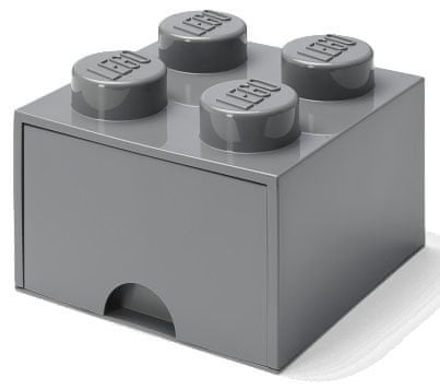 LEGO® Pojemnik Klocek z Szufladą Czwórka Szary – Organizer