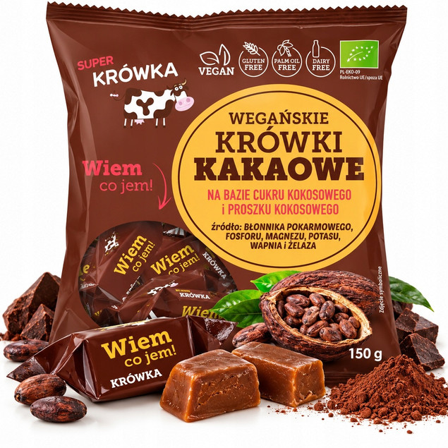 ME GUSTO Eko KRÓWKI WEGAŃSKIE KAKAOWE BEZ GLUTENU LAKTOZY 150g Super FUDGIO